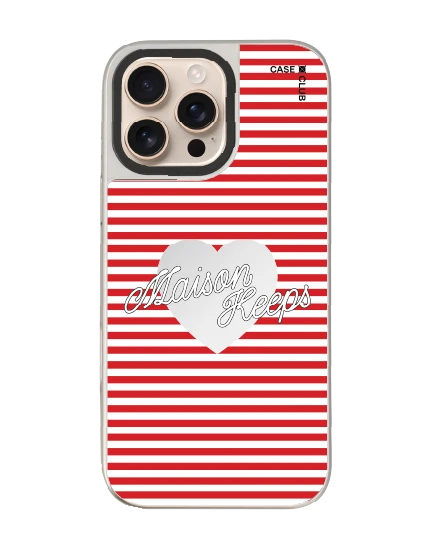 เคสกระจก iphone 16 pro max magsafe maison keeps adore ลายทางหัวใจ