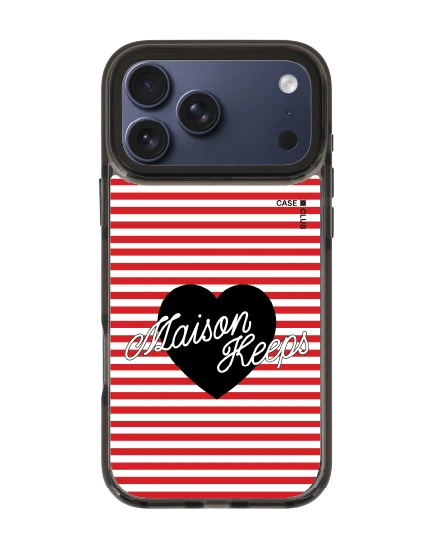 เคสใส iphone 17 pro max magsafe สีดำ maison keeps ลายทางหัวใจ