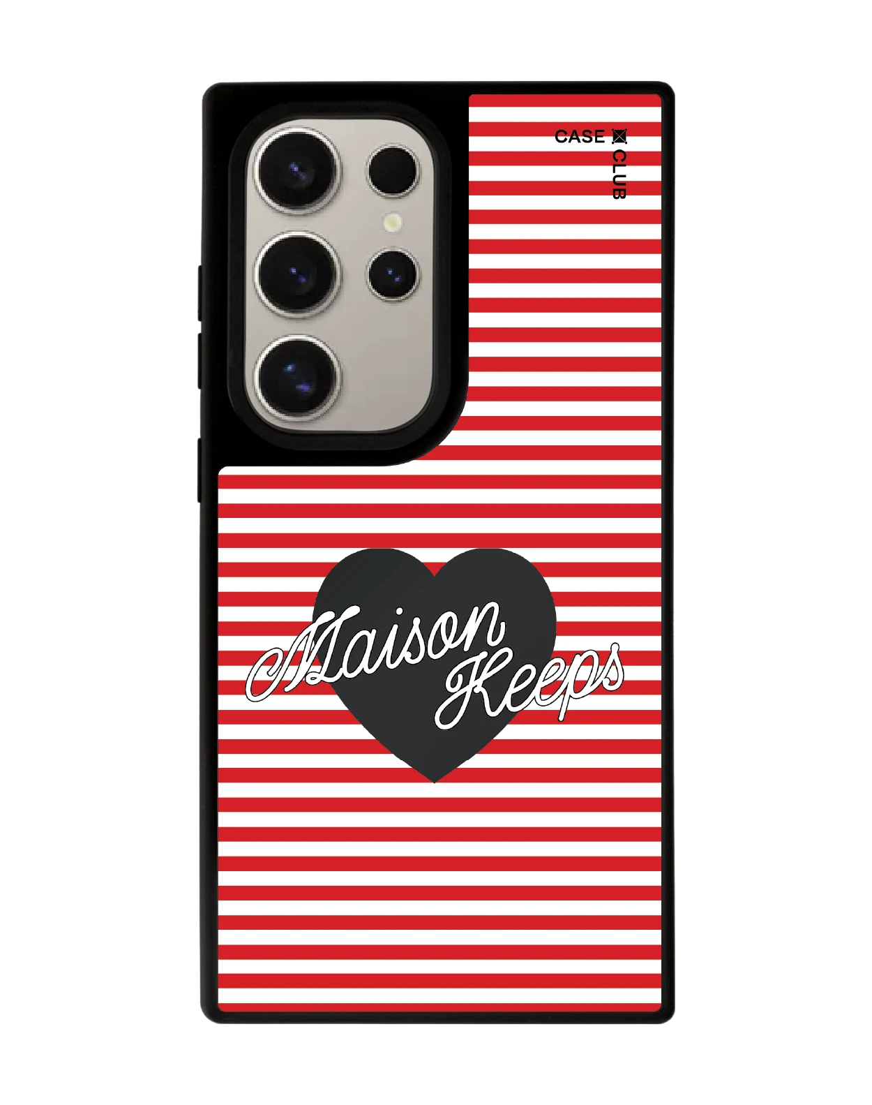 เคสกระจกดำ samsung s24 ultra matte magsafe maison keeps adore ลายทางหัวใจ