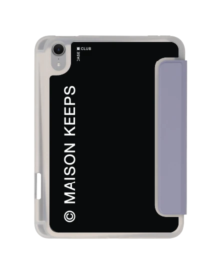 ipad mini 7 clear purple maison keeps mark logo
