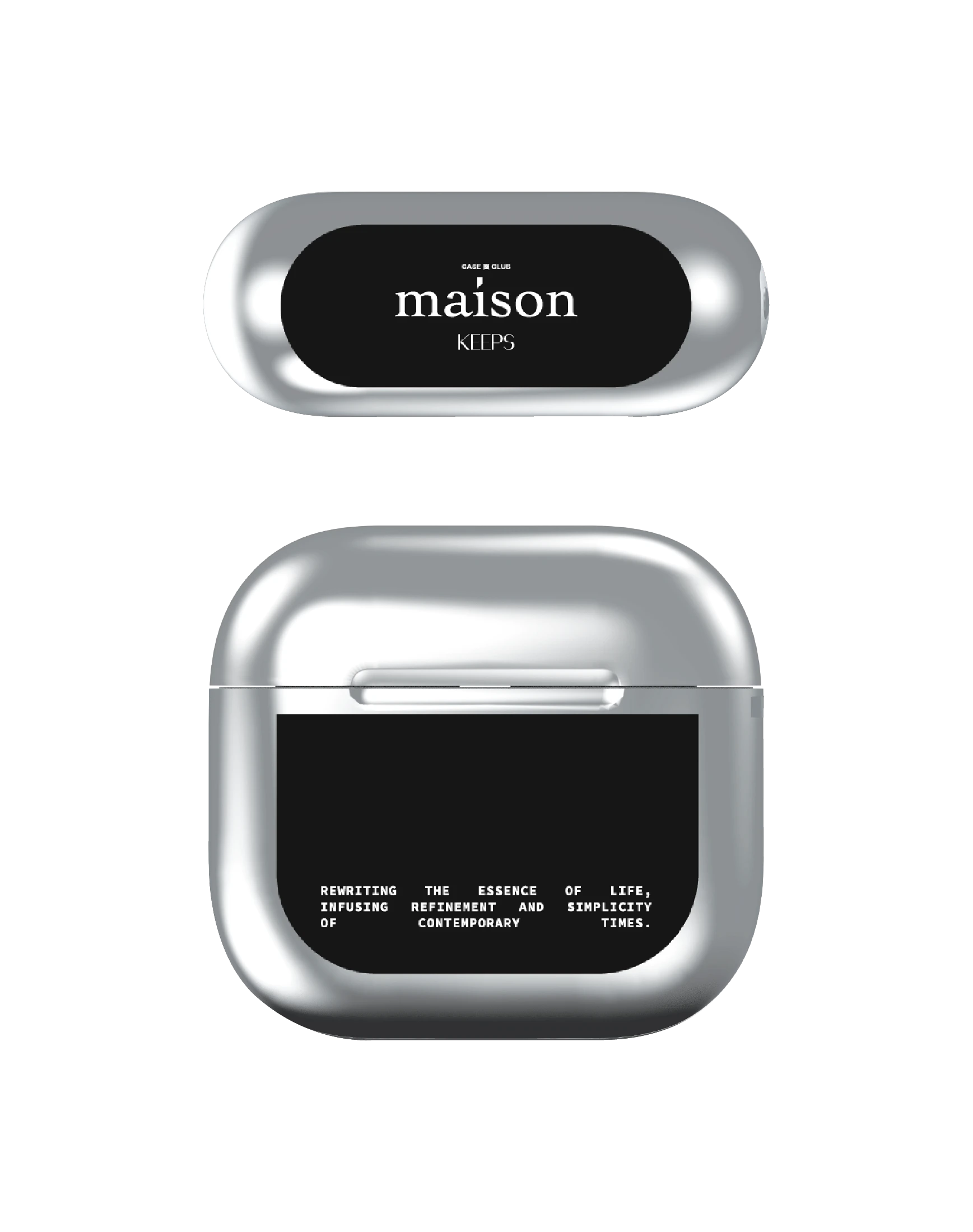 เคสสีเงิน airpods 4 maison keeps the fundamental