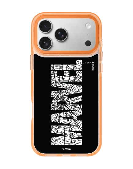 iphone 17 pro max clear orange magsafe marvel black logo