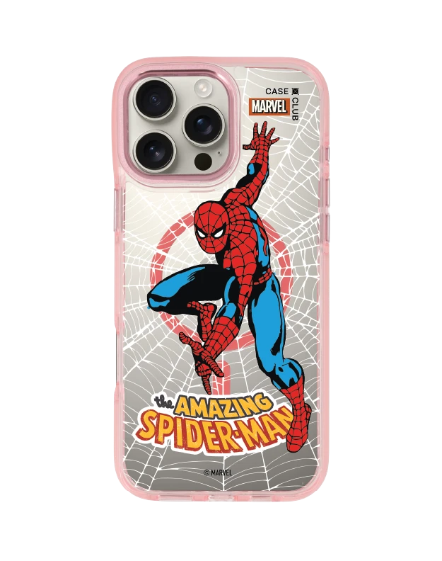 iphone 16 pro max clear pink magsafe marvel สไปเดอร์แมน ฮีโร่ใยแมงมุม