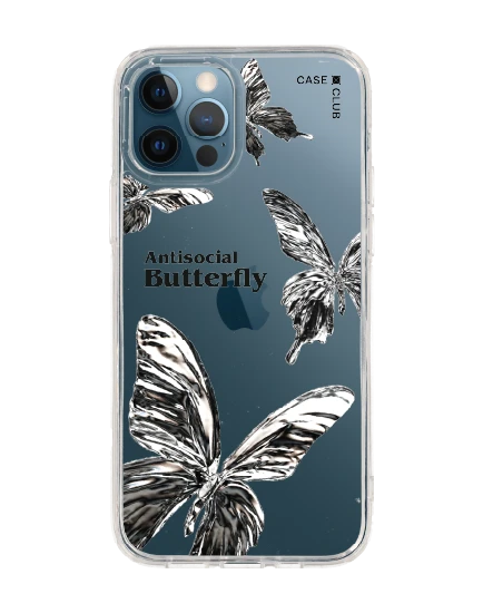 iphone 12/12 pro clear case metallic butterfly