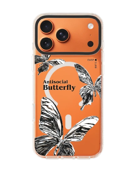 เคสใส iphone 17 pro max clear case magsafe shield ผีเสื้อเมทัลลิก