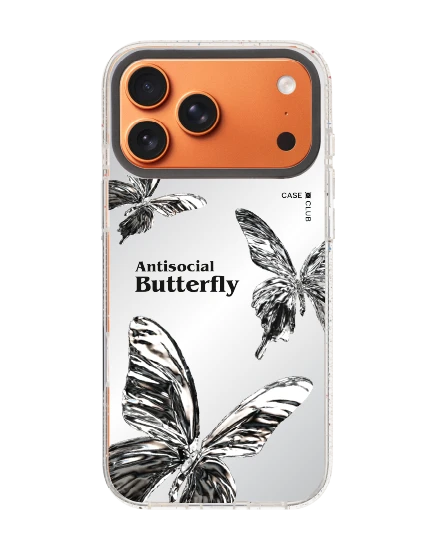 เคสกระจกใส iphone 17 pro max mirror magsafe ผีเสื้อเมทัลลิก