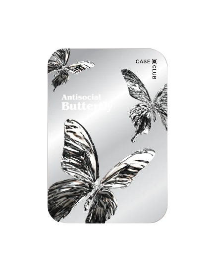 ที่เก็บบัตร magsafe กระจกมีขาตั้งในตัว ผีเสื้อเมทัลลิก