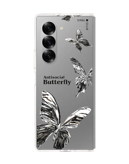 samsung galaxy z fold 6 clear case metallic butterfly