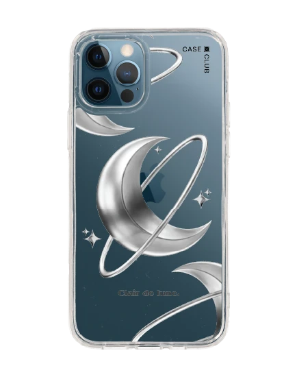 iphone 12/12 pro clear case metallic moon