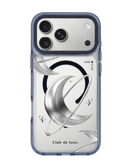 เคสใส iphone 17 pro max magsafe สีฟ้า ดวงจันทร์เมทัลลิก
