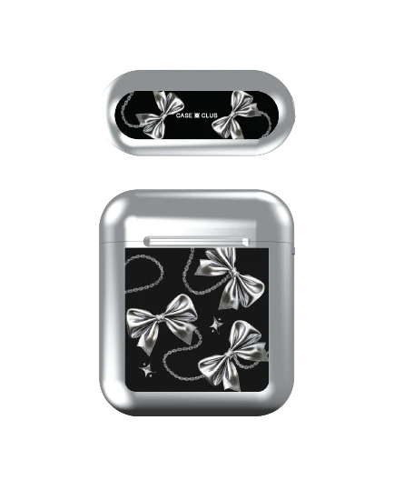 airpods (1/2 gen) silver case metallic ribbon