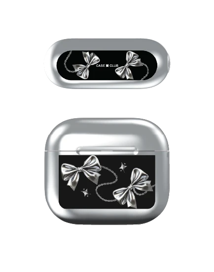 เคสสีเงิน airpods รุ่น 3 โบว์ริบบิ้นเมทัลลิก