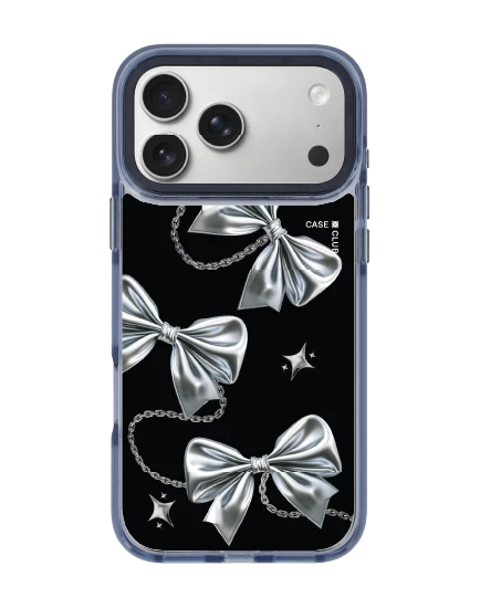 เคสใส iphone 17 pro max magsafe สีฟ้า โบว์ริบบิ้นเมทัลลิก