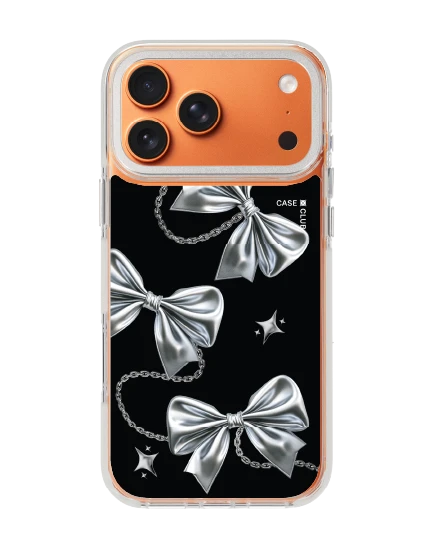 เคสใส iphone 17 pro max magsafe สีขาว โบว์ริบบิ้นเมทัลลิก