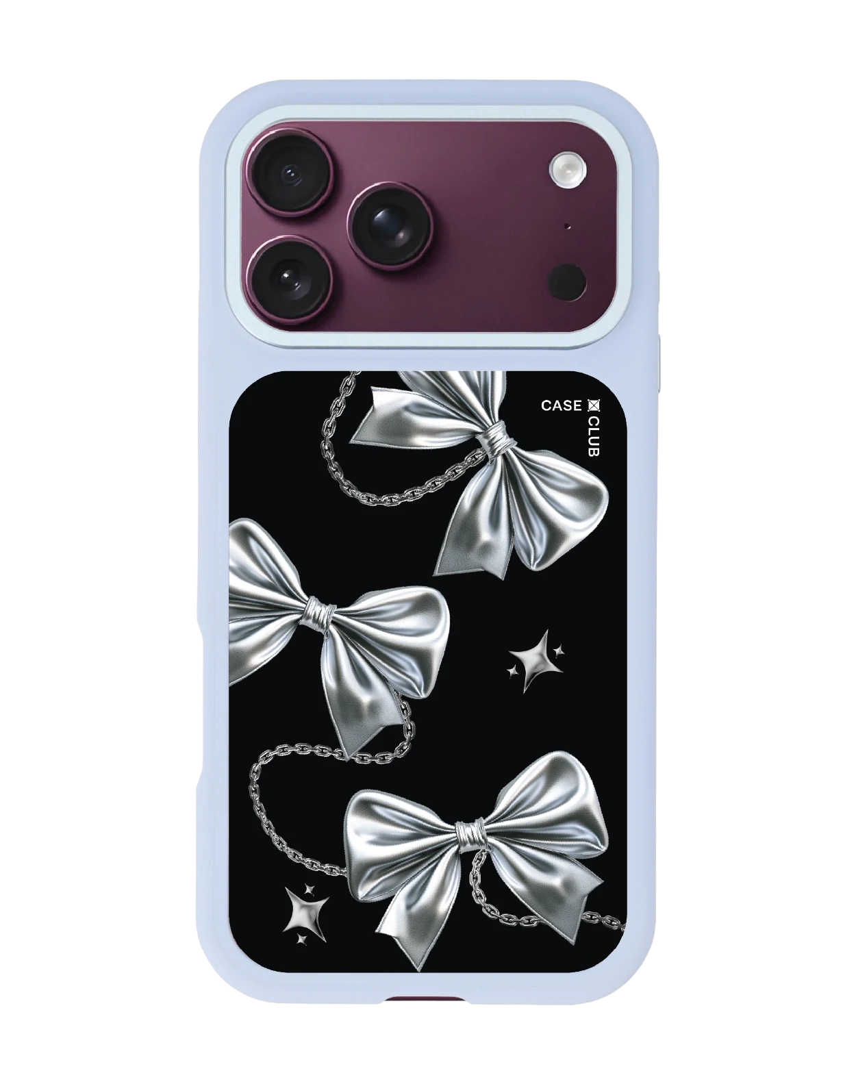 เคสเปลี่ยนฝาหลัง iphone 18 pro max magsafe สีฟ้า โบว์ริบบิ้นเมทัลลิก