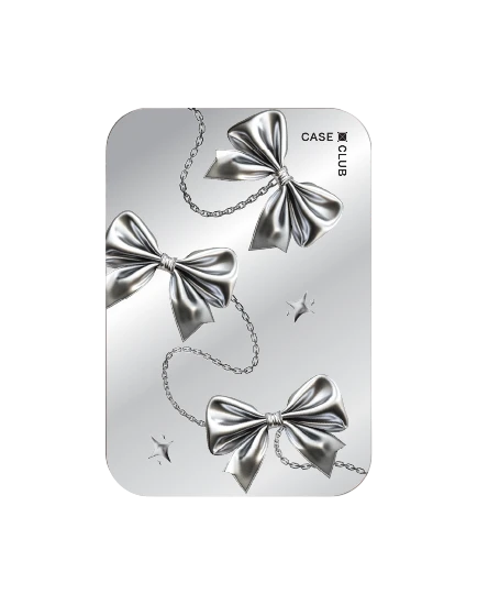 ที่เก็บบัตร magsafe กระจกมีขาตั้งในตัว โบว์ริบบิ้นเมทัลลิก