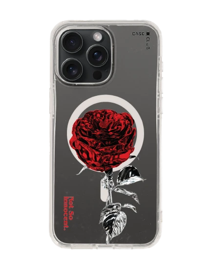 เคสใส iphone 15 pro max magsafe กุหลาบแดงเมทัลลิก