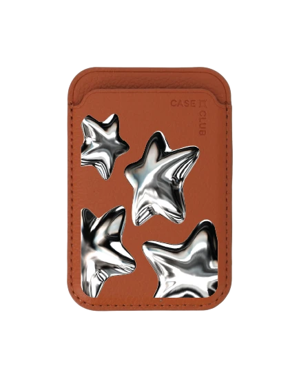 กระเป๋าใส่บัตร magsafe น้ำตาล ดาวเงินเมทัลลิก