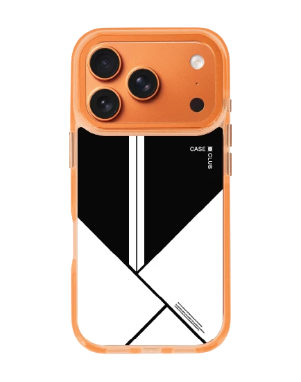 เคสใสสีส้ม iphone 17 pro magsafe บล็อกมินิมอลขาวดำ