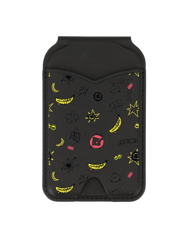 foldable mirror magsafe wallet black minions banana