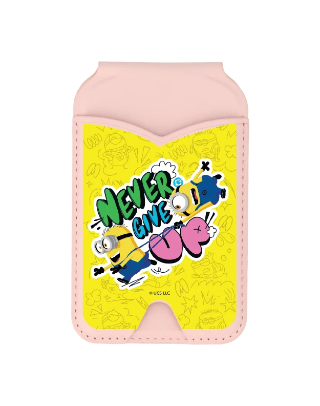 foldable mirror magsafe wallet pink minions never give up