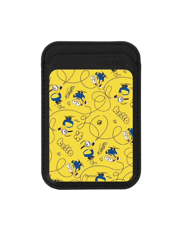 black wallet magsafe minions yellow pattern