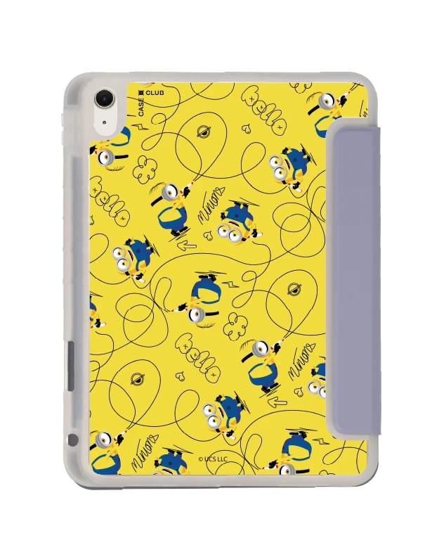 เคสใส ipad air 11" (m2/m3) สีม่วง มินเนี่ยนสีเหลือง