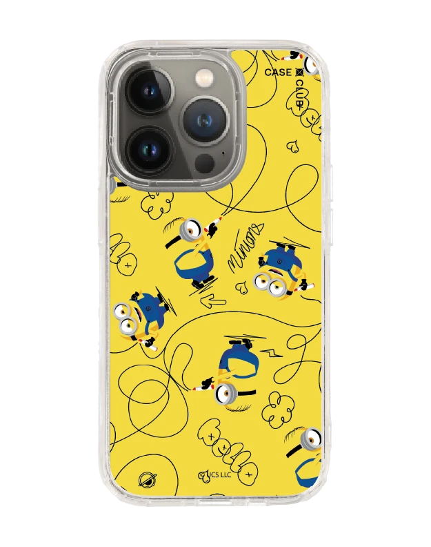 iphone 14 pro clear magsafe minions yellow pattern