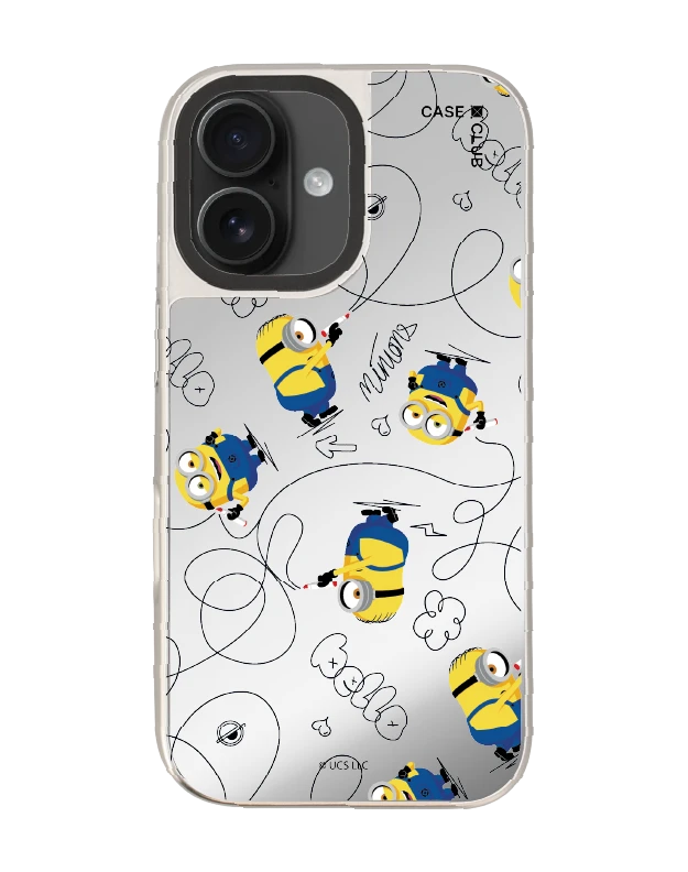 iphone 16 mirror case magsafe minions yellow pattern