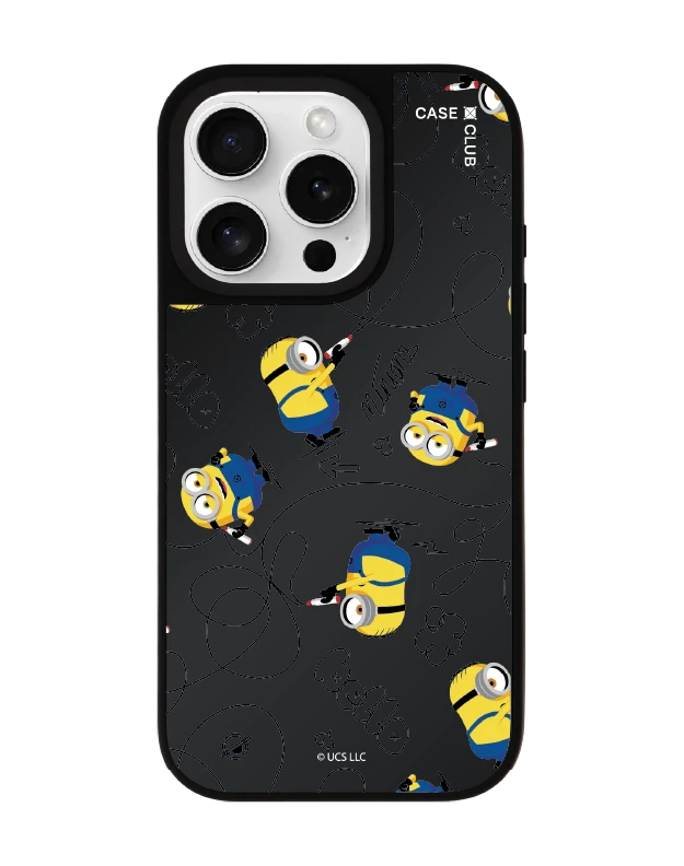 เคสกระจกดำด้าน iphone 16 pro magsafe มินเนี่ยนสีเหลือง