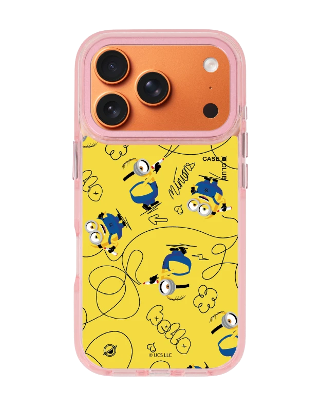 เคสใส iphone 17 pro magsafe สีชมพู มินเนี่ยนสีเหลือง