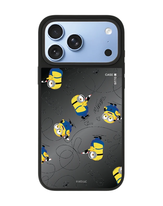 เคสกระจกดำด้าน iphone 18 pro max magsafe มินเนี่ยนสีเหลือง