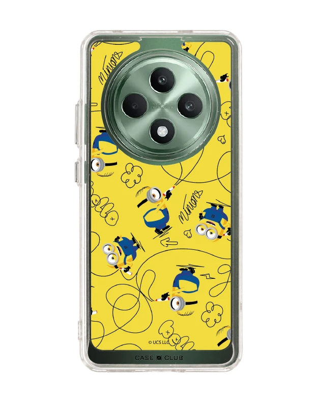 oppo reno 12f clear case minions yellow pattern