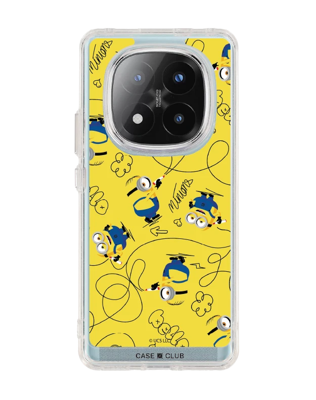 redmi note 14 pro plus clear case minions yellow pattern