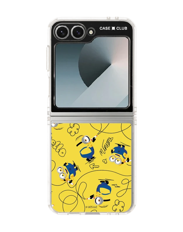 samsung galaxy z flip 6 clear case minions yellow pattern