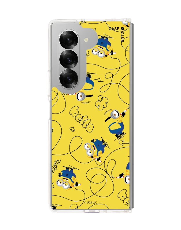 samsung galaxy z fold 6 clear case minions yellow pattern