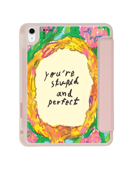 เคสใส ipad gen 10th/11th 2025 สีชมพู juli baker คำคมกระจก