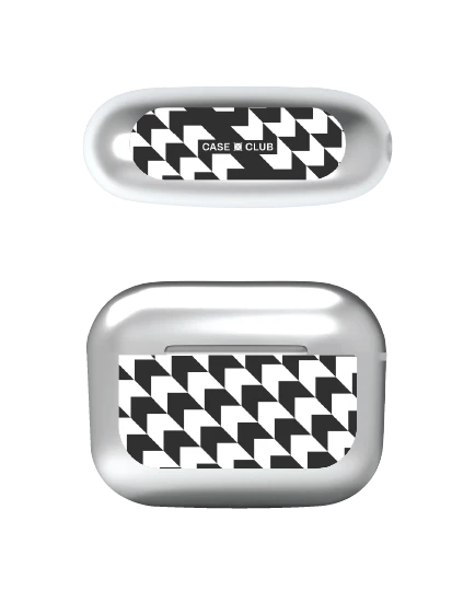 airpods pro 3 silver case mono houndstooth