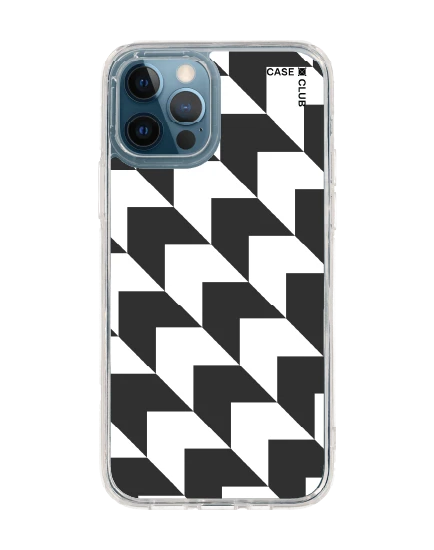 iphone 12/12 pro clear case mono houndstooth