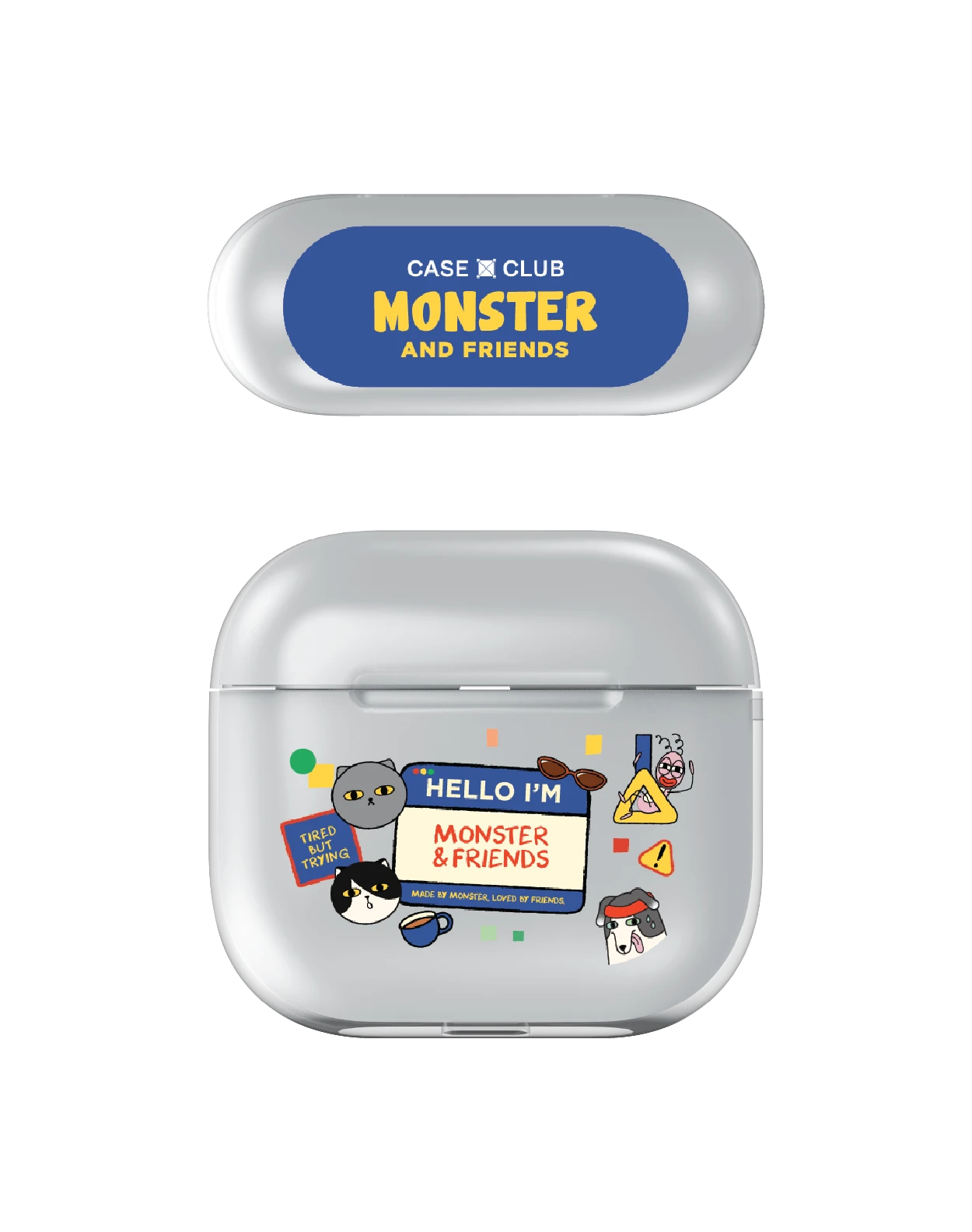 airpods 4 clear case monster & friends happy mess