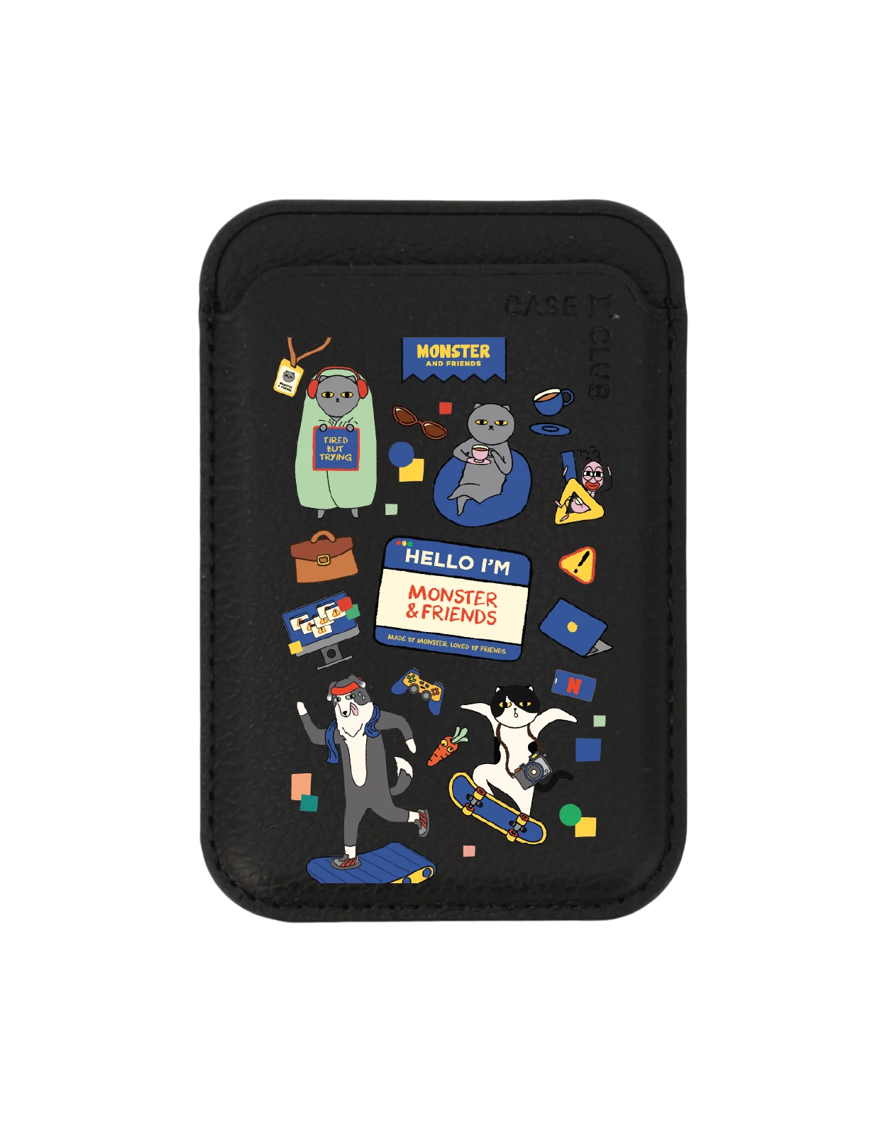 black wallet magsafe monster & friends happy mess