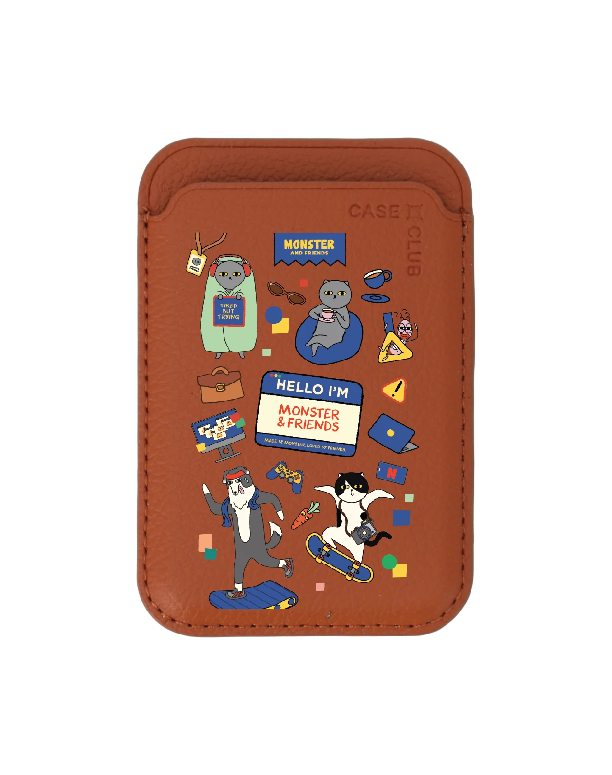 กระเป๋าใส่บัตร magsafe น้ำตาล monster & friends สติ๊กเกอร์