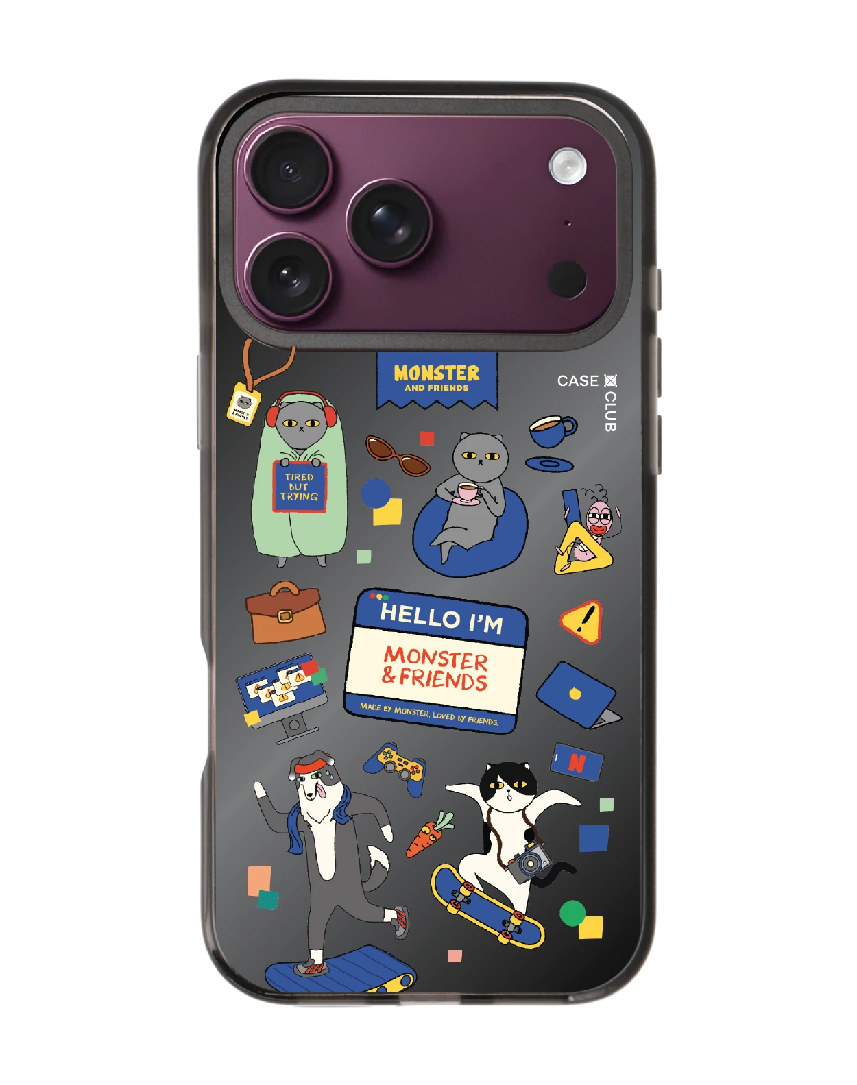 เคสกระจกดำ iphone 18 pro max magsafe monster & friends สติ๊กเกอร์