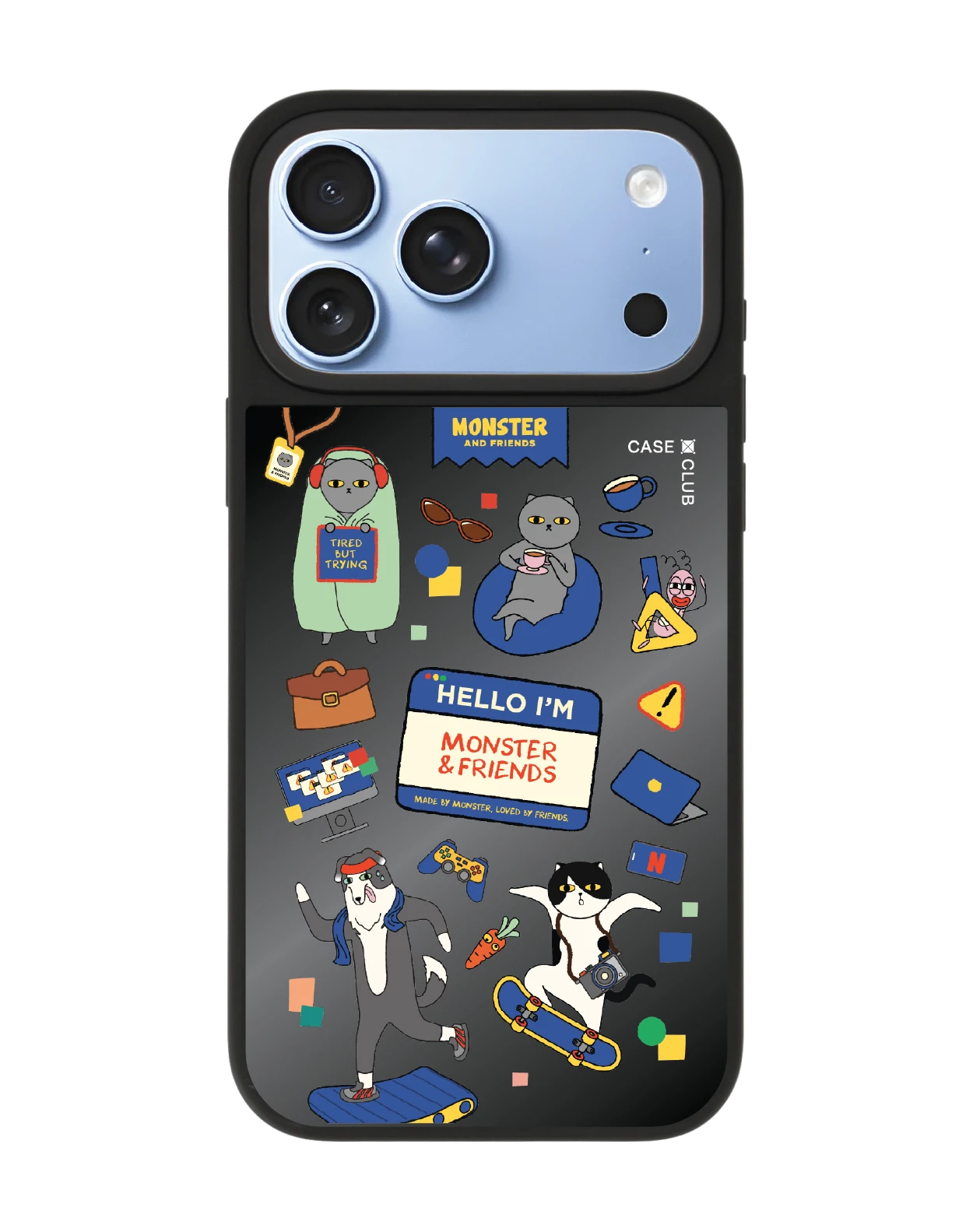 เคสกระจกดำด้าน iphone 18 pro max magsafe monster & friends สติ๊กเกอร์