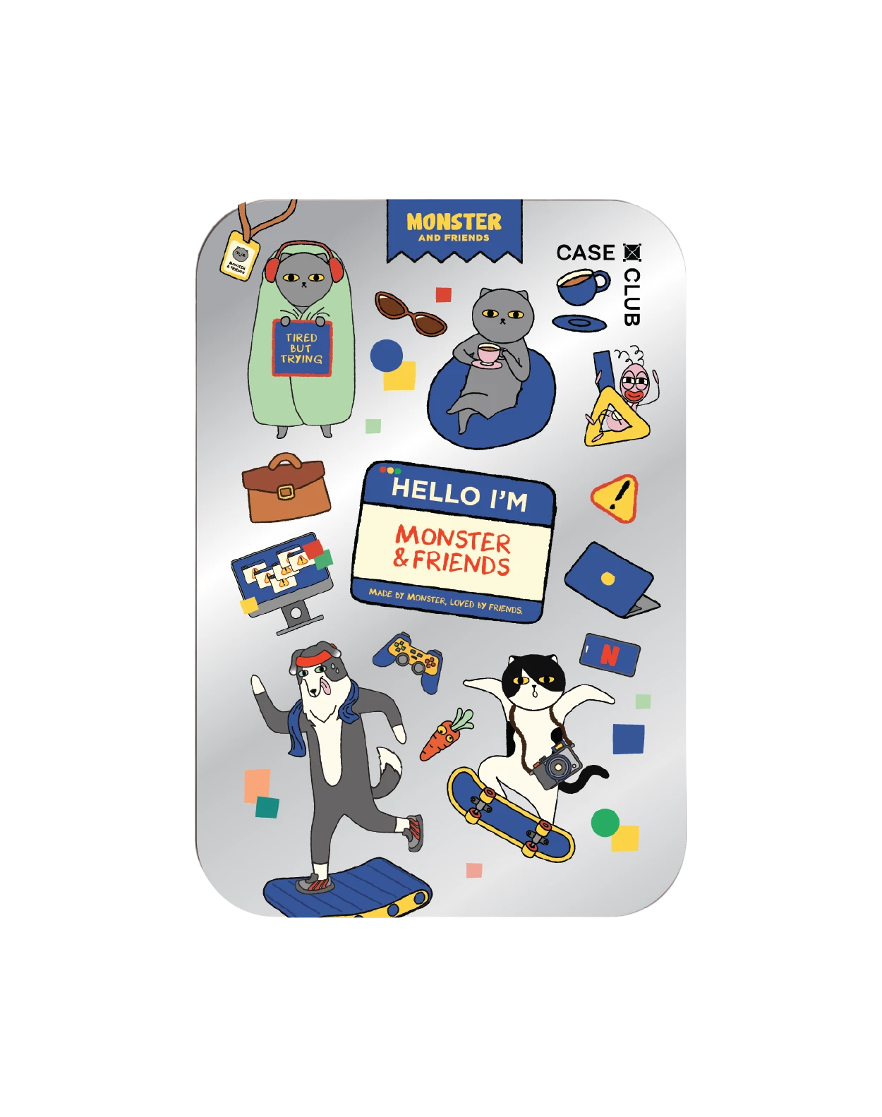 magnetic mirror cardholder stand monster & friends happy mess
