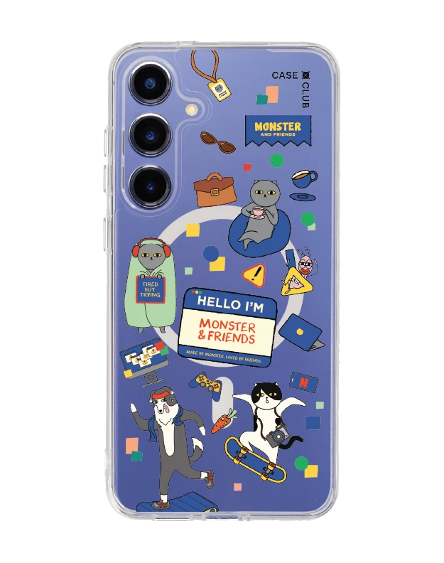 samsung galaxy s25 plus clear magsafe monster & friends happy mess