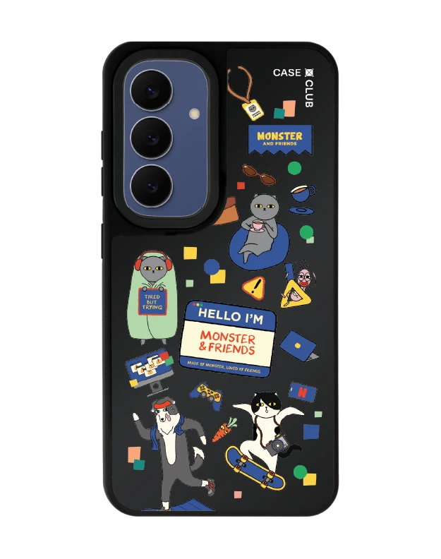 เคสกระจกดำด้าน samsung s25 magsafe monster & friends สติ๊กเกอร์