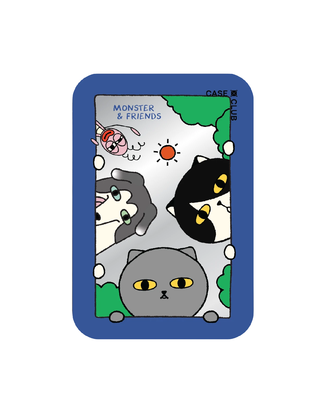 magnetic mirror cardholder stand monster & friends hello friends