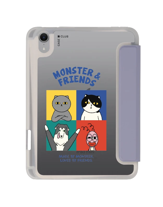 เคสใส ipad mini 7 สีม่วง monster & friends แก๊งเพื่อนซี้