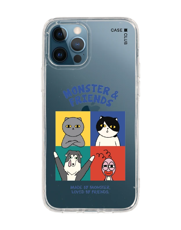 iphone 12/12 pro clear case monster & friends meet the friends